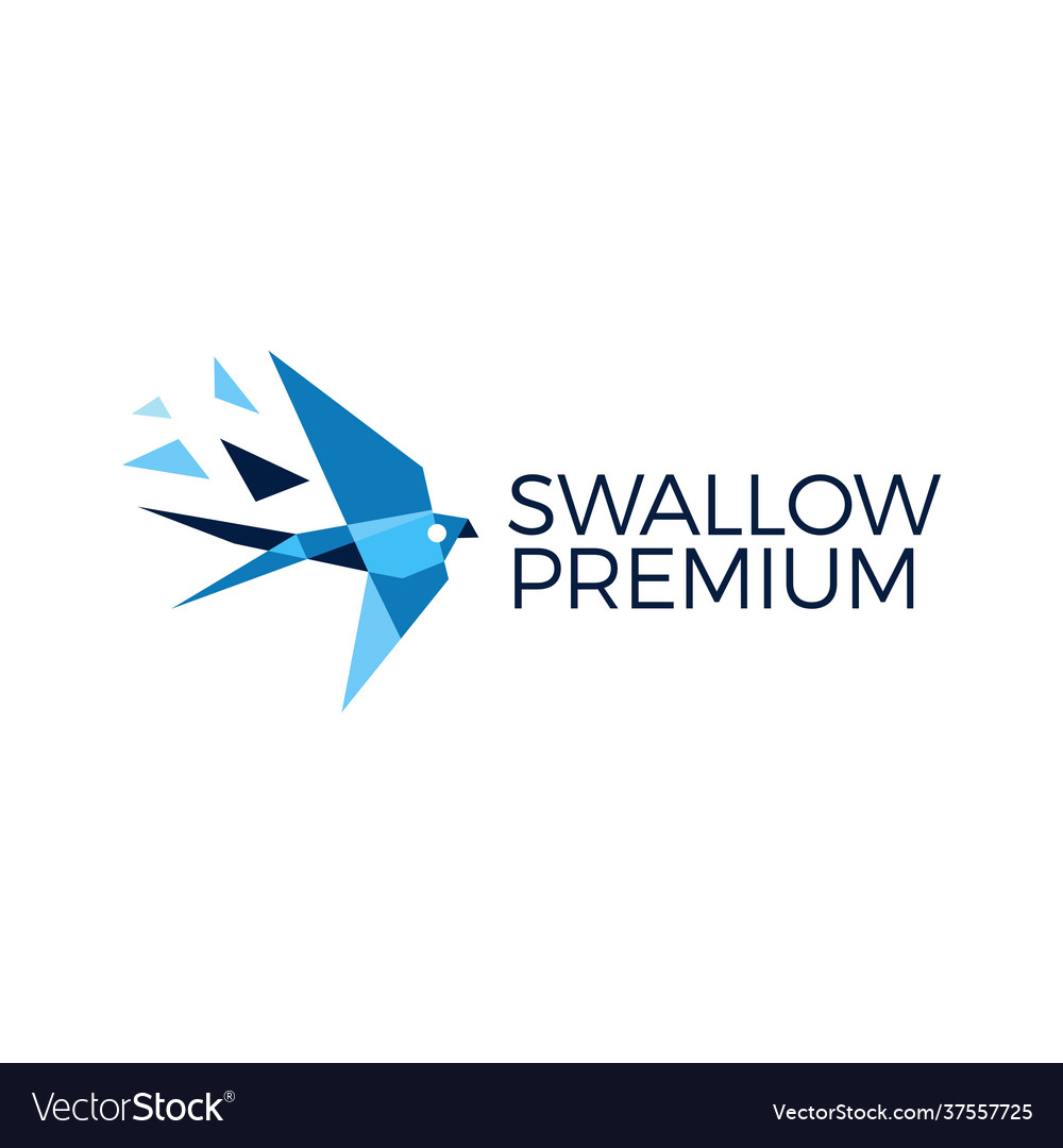 Swallow bird geometric polygonal tech logo icon Vector Image