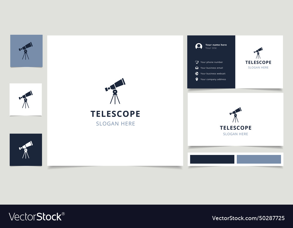 Telescope Logo-Design mit bearbeitbarem Slogan