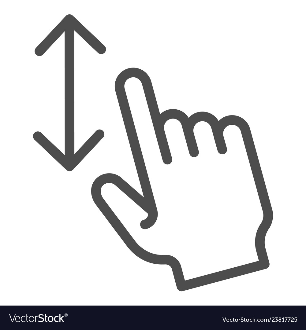Vertical scoll line icon one finger scroll vector image Vertical scoll line icon one finger scroll