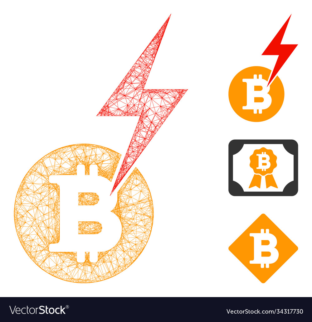 Bitcoin lightning strike polygonal web mesh