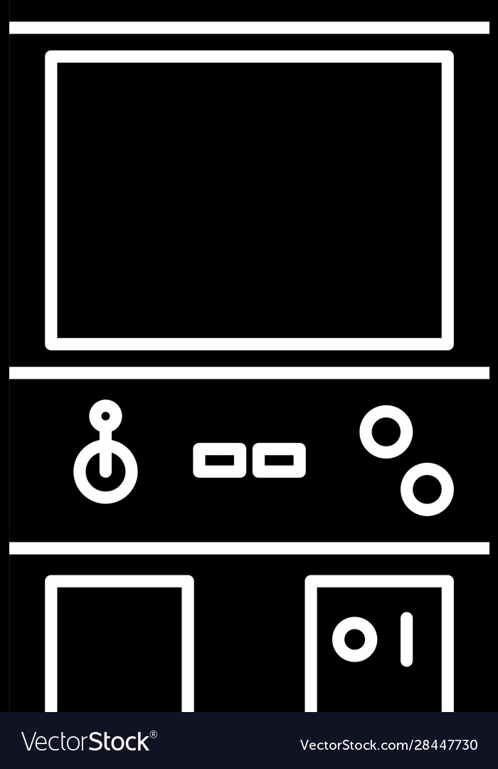 Black retro arcade game machine icon isolated