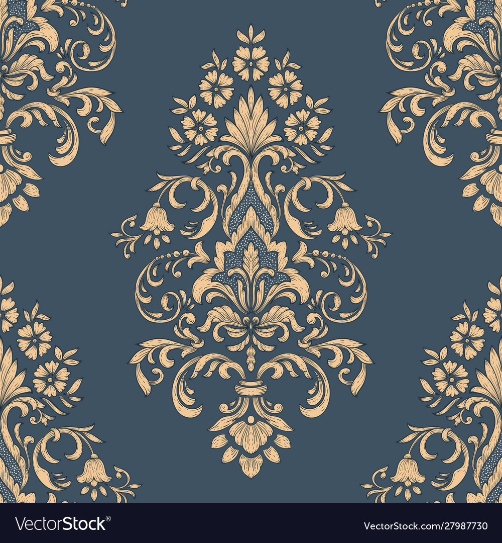 Damask seamless pattern element classical Vector Image Damask seamless pattern element classical