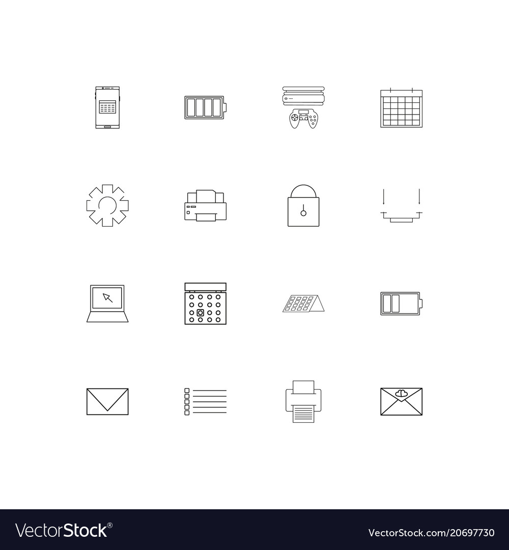Devices simple linear icons set outlined