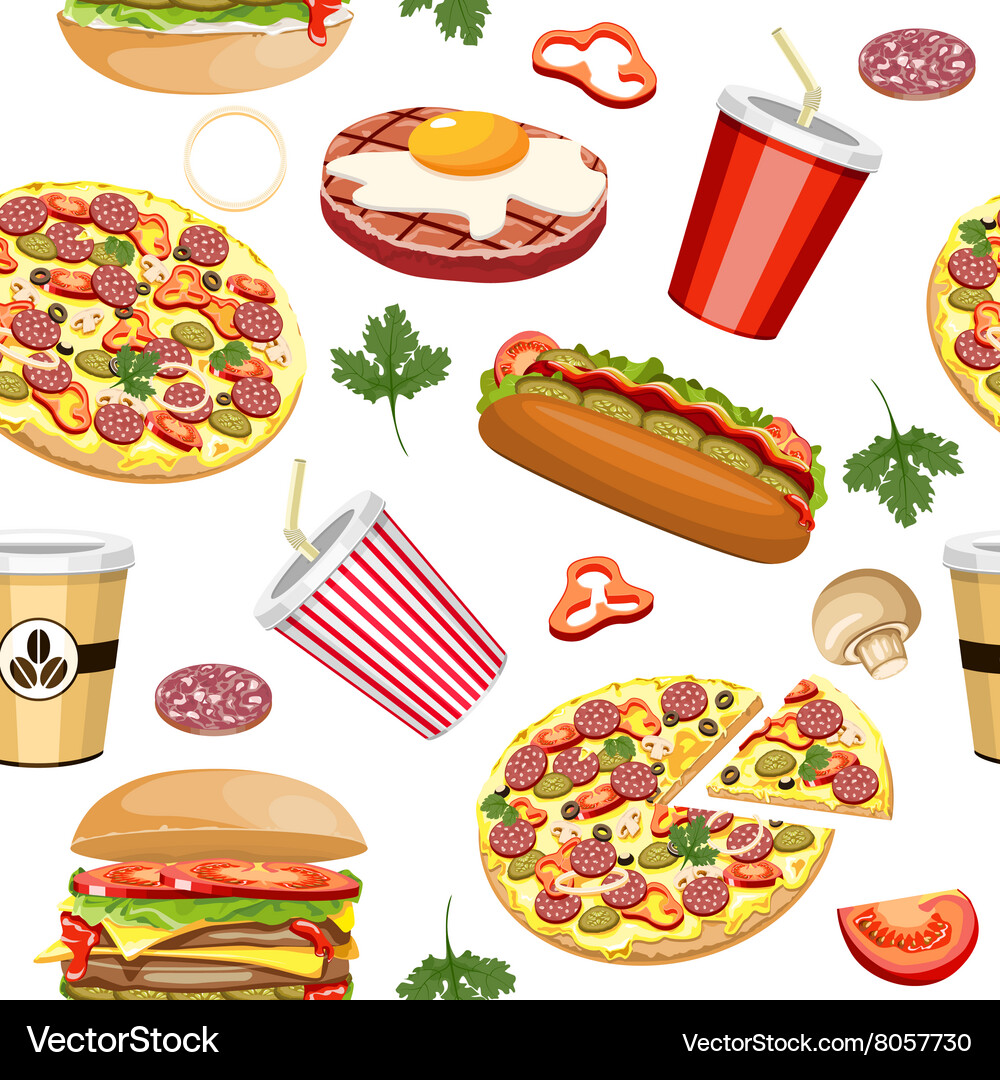 Fast food seamless Royalty Free Vector Image - VectorStock