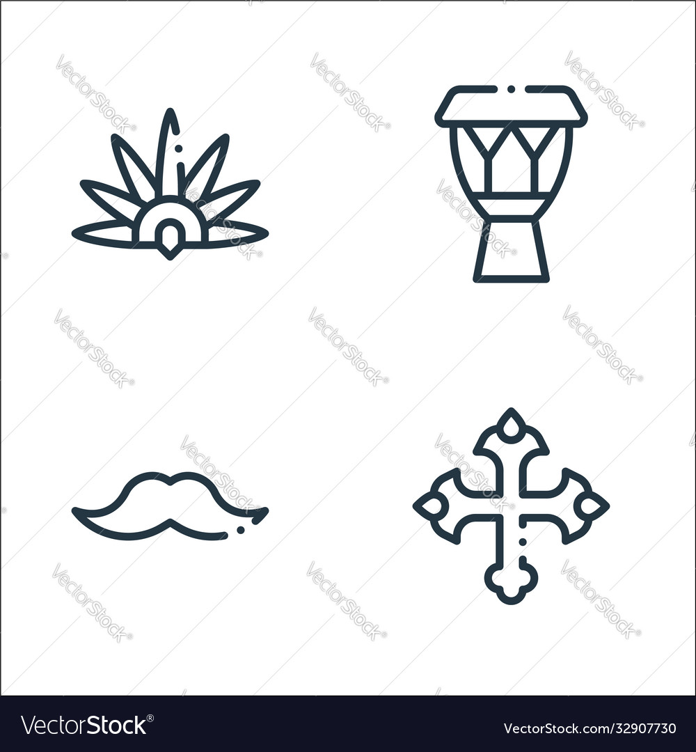 Mexico line icons linear set quality