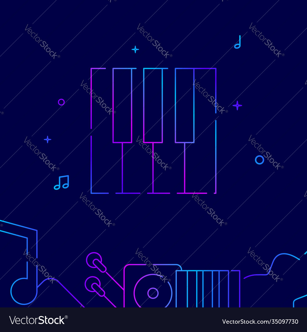 Piano keys gradient line icon