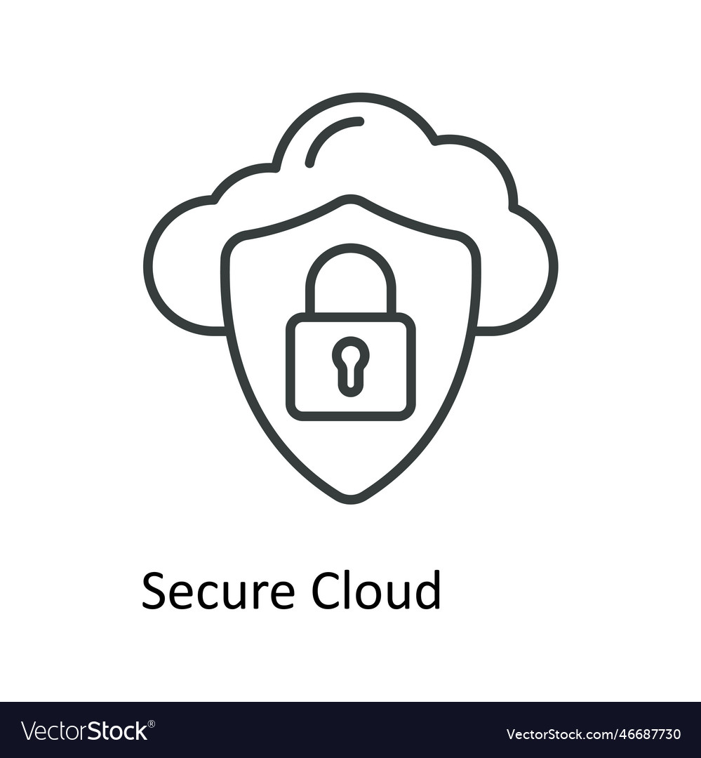 Secure cloud outline icons simple stock