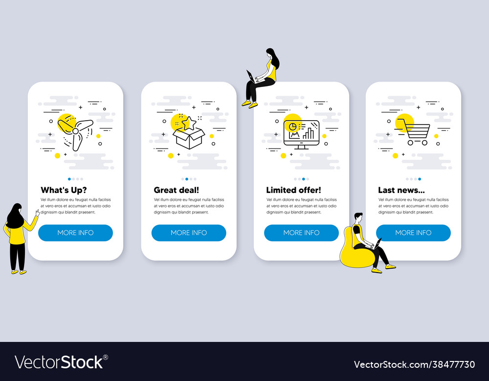 Set finance icons such as analytics graph