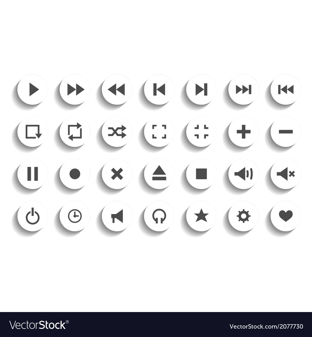 Set of audio and video symbols isolated Royalty Free Vector