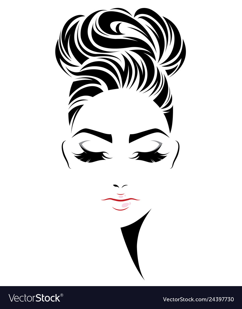 Download Women bun hair style icon logo women face Vector Image