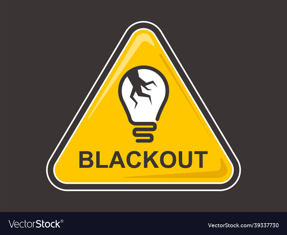 Yellow blackout sign on a blue background Vector Image