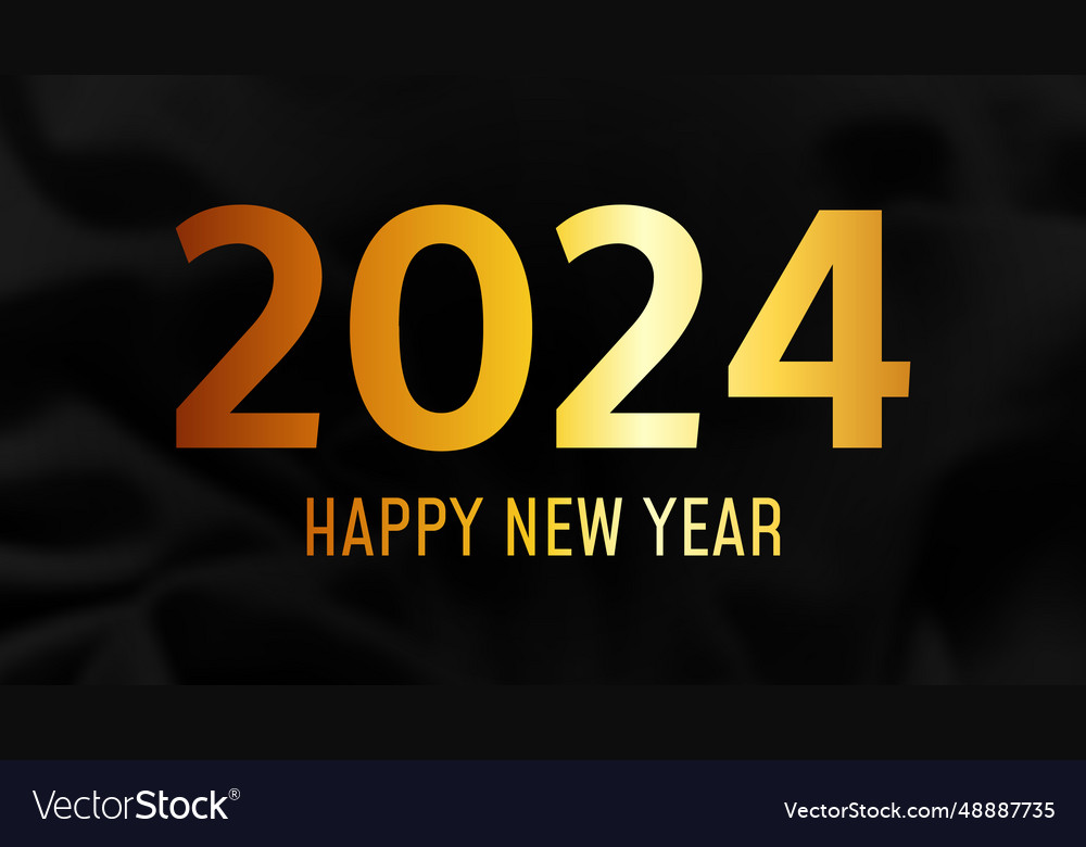 2024 happy new year on dark silk background Vector Image