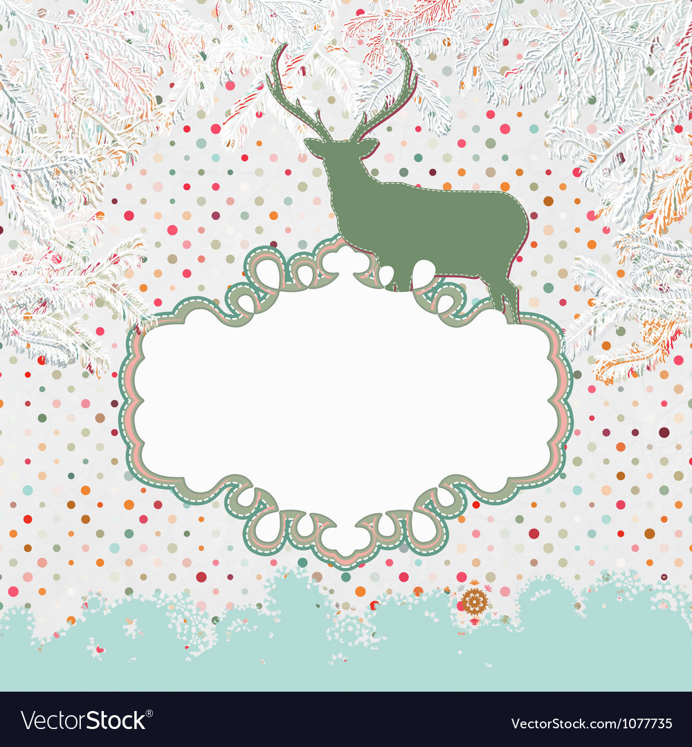 Christmas deer template card Royalty Free Vector Image