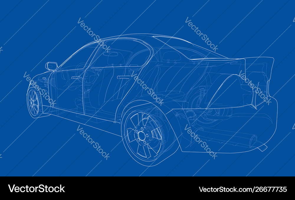 Concept car rendering 3d Royalty Free Vector Image