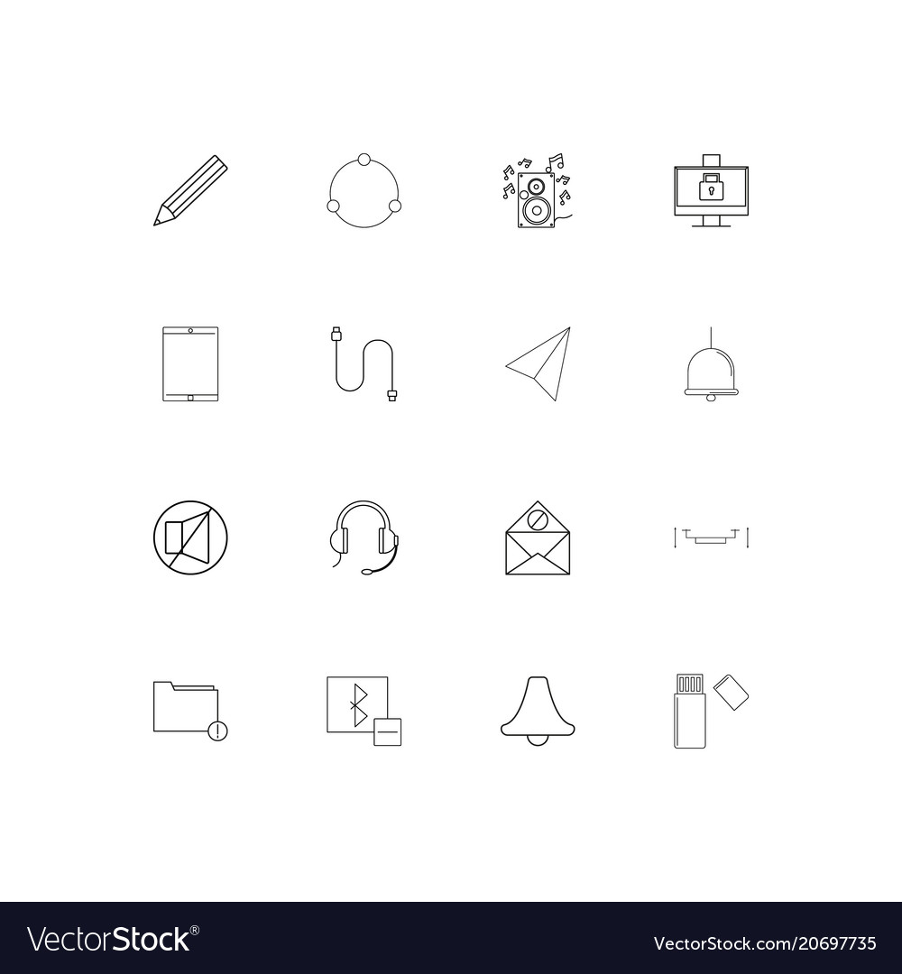 Devices simple linear icons set outlined