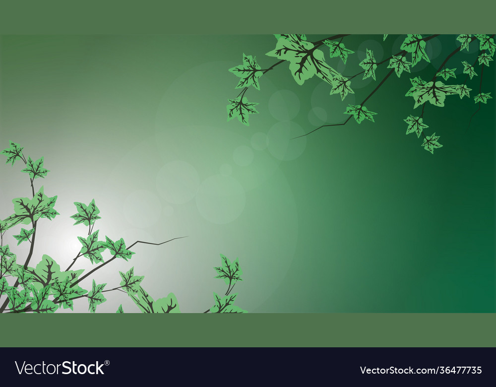 Maple tree background with green bokeh light vector image Maple tree background with green bokeh light