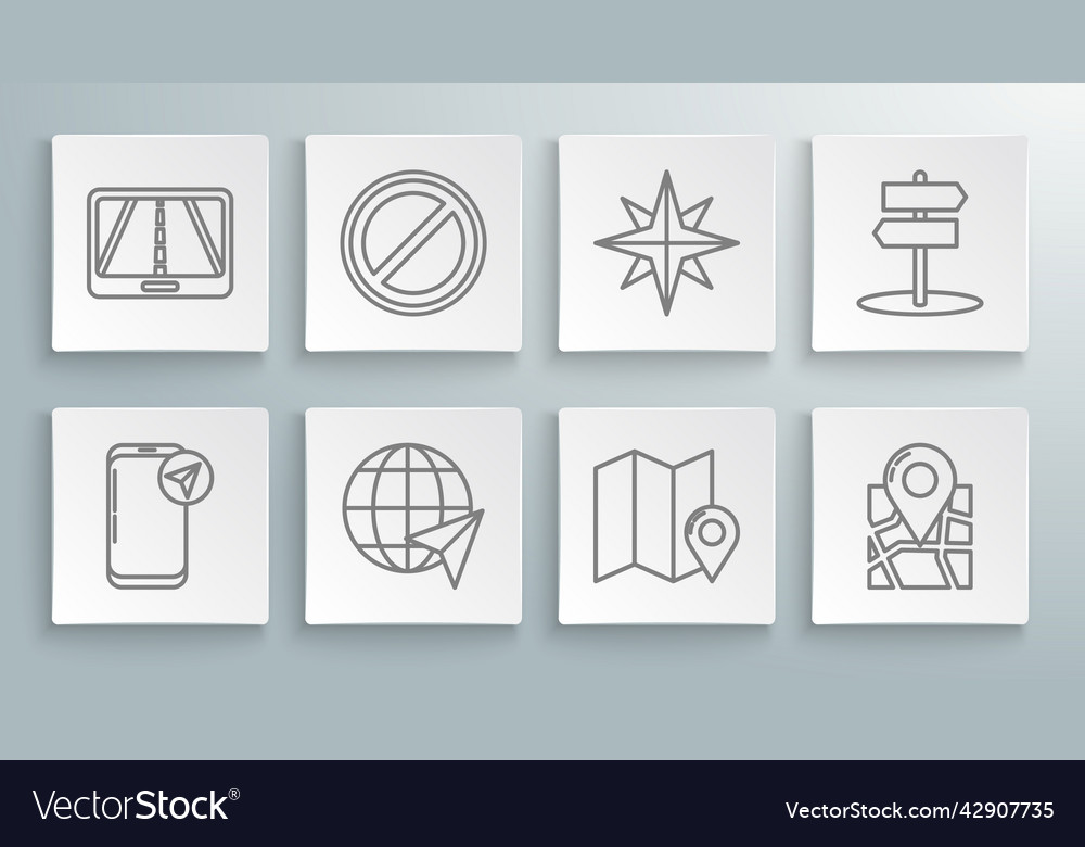 Set line infographic of city map navigation stop vector image Set line infographic of city map navigation stop