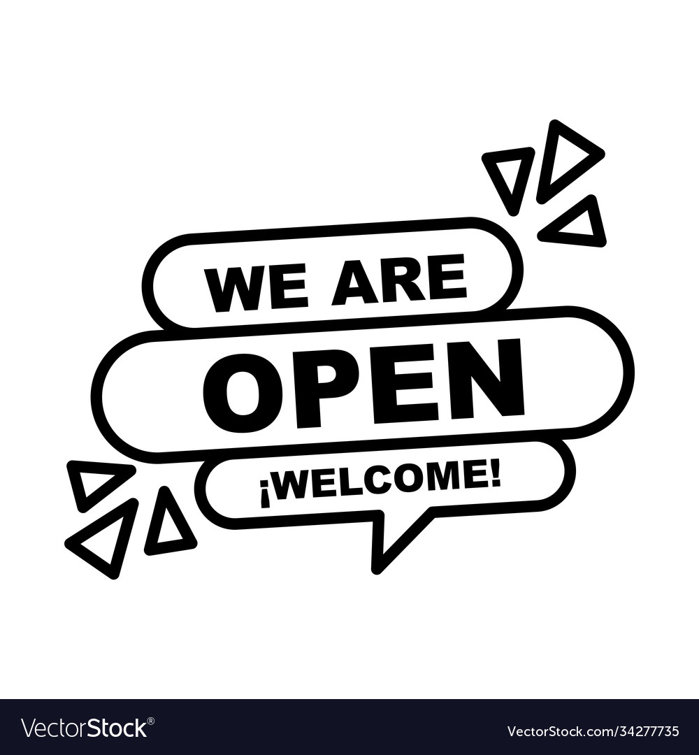 We are open welcome bubble line style icon