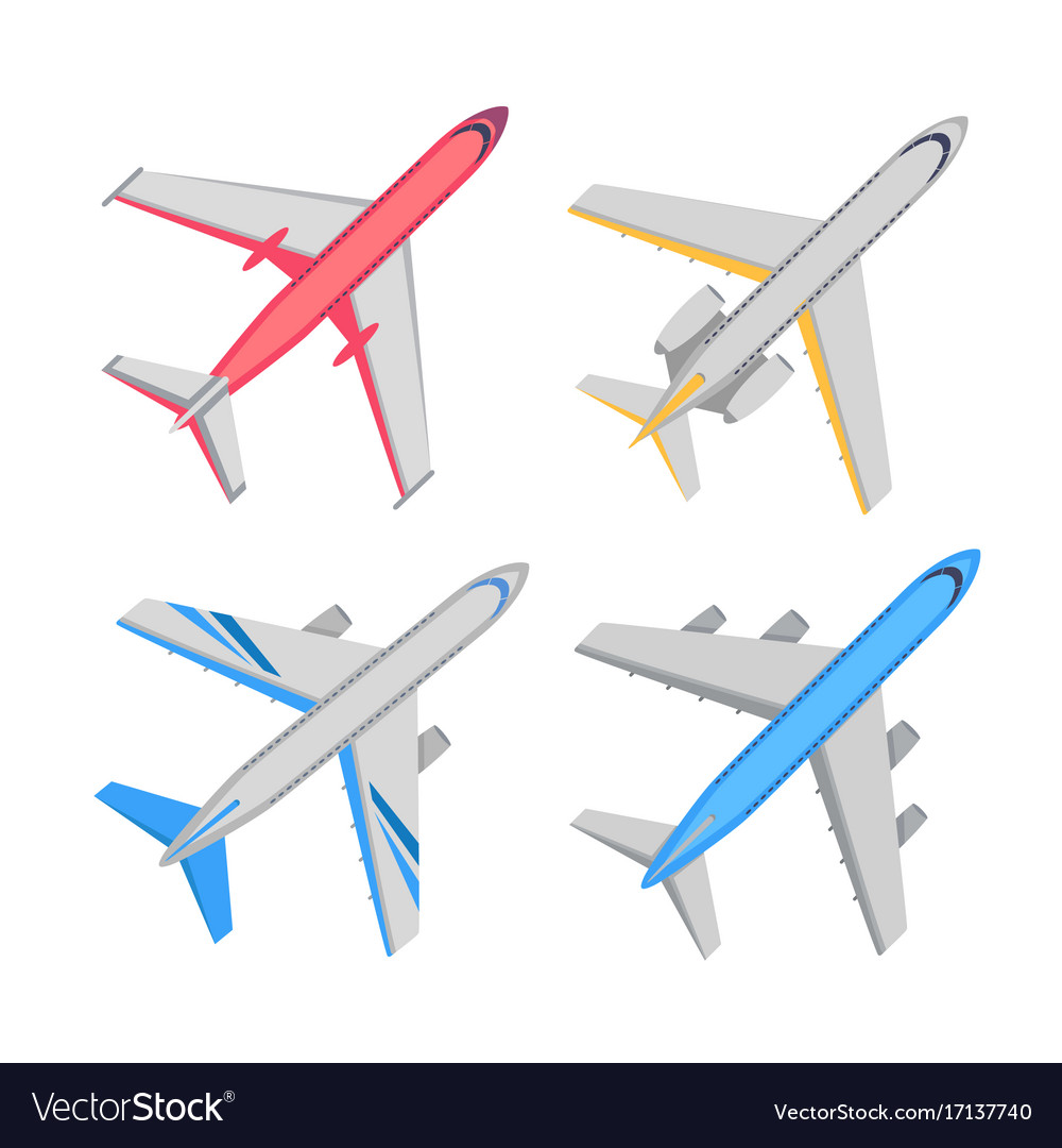 Aircraft Top View Icons Set