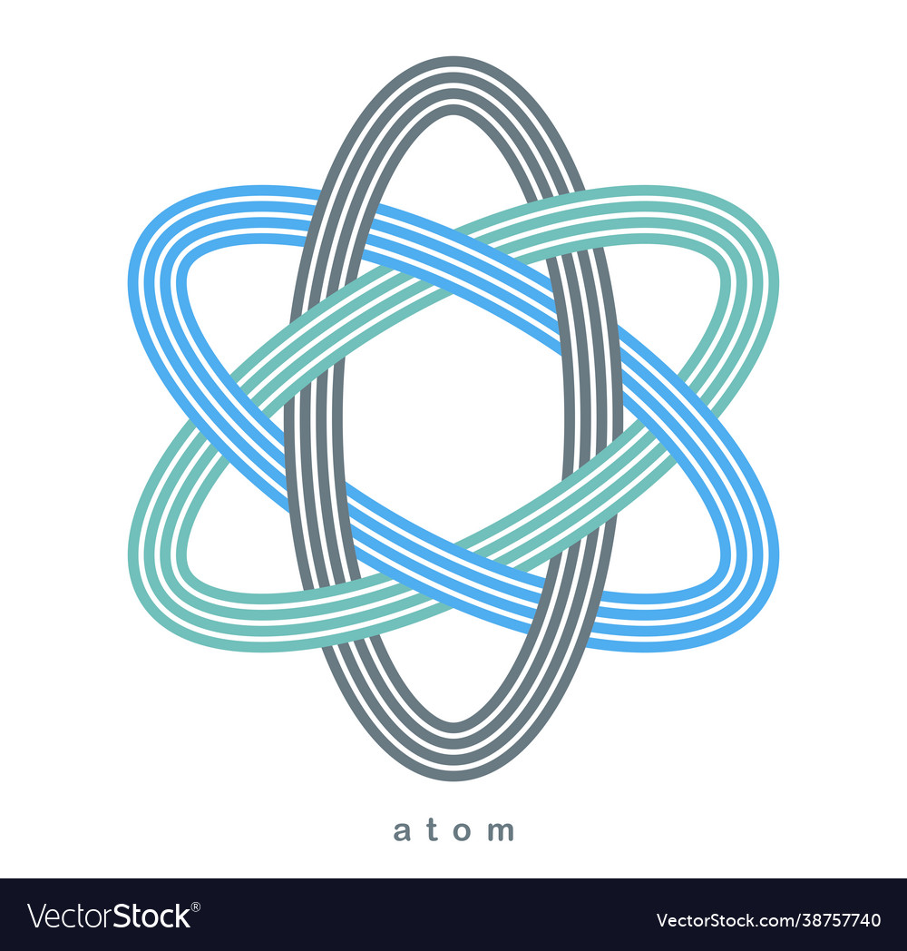 Atom symbol in modern linear style isolated vector image Atom symbol in modern linear style isolated