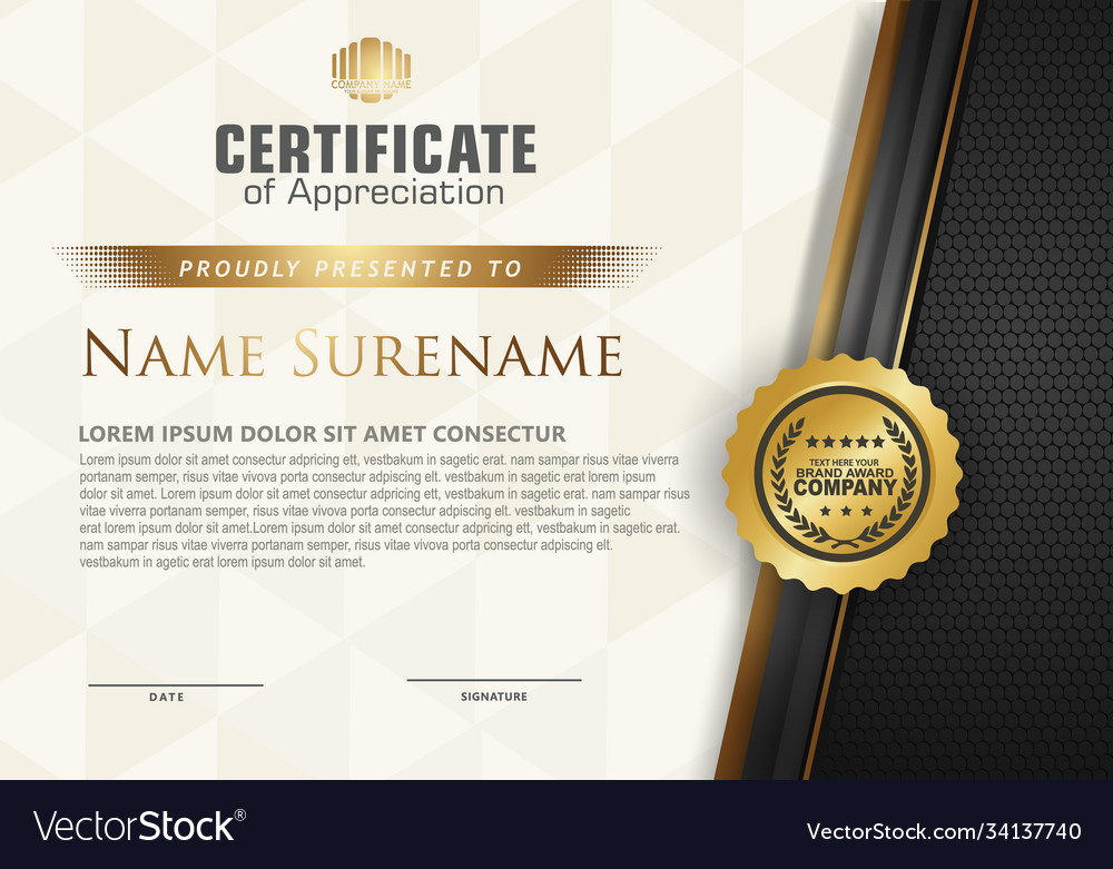 Certificate template with luxury patterndiploma Vector Image