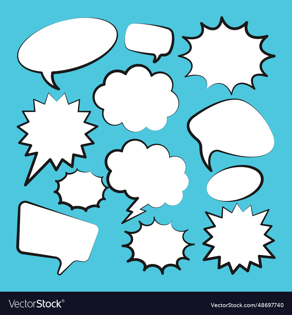 Comic speech bubbles outline hand drawn retro Vector Image