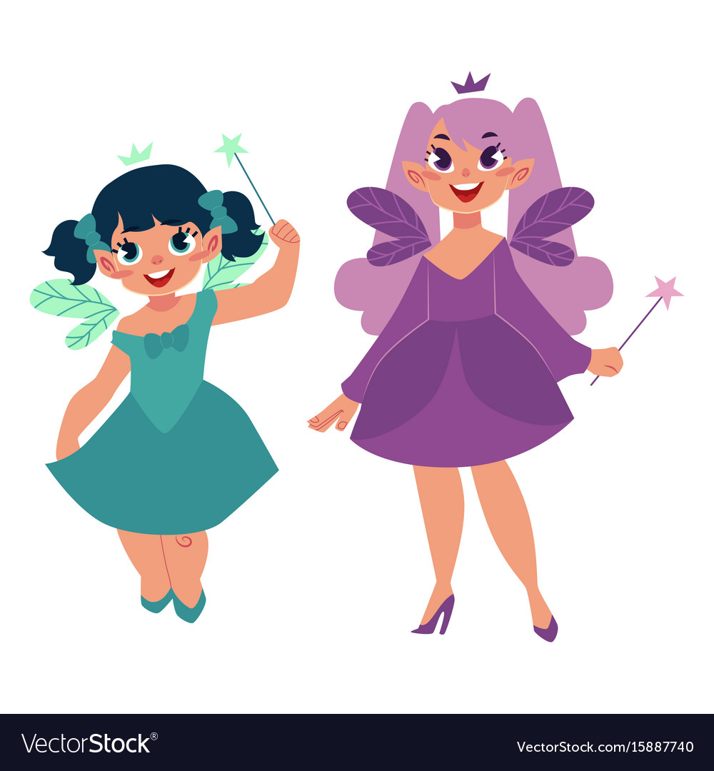Fairy cute girl set isolated