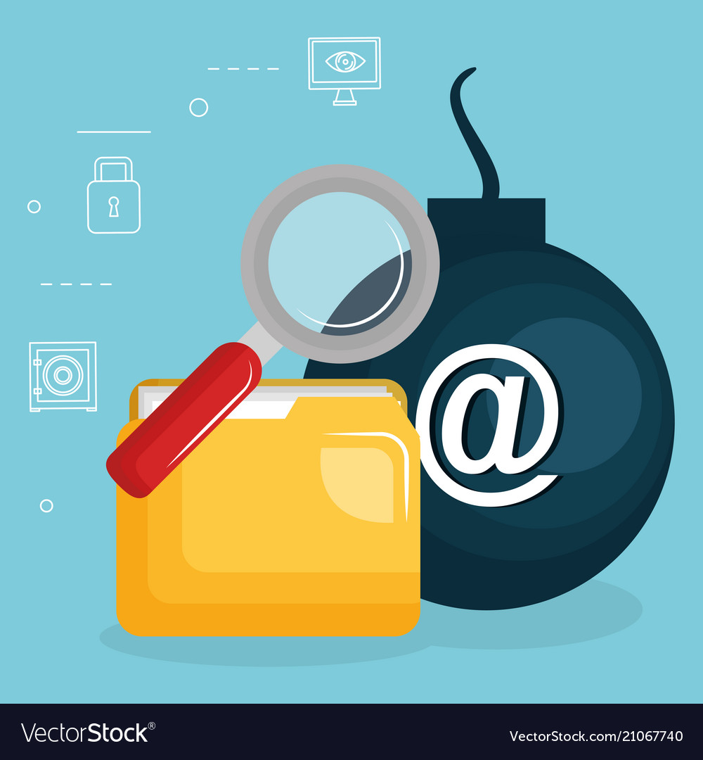 Folder document with internet security icons vector image Folder document with internet security icons