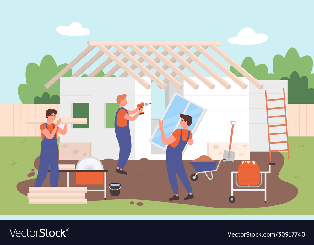 House building architectural construction Vector Image