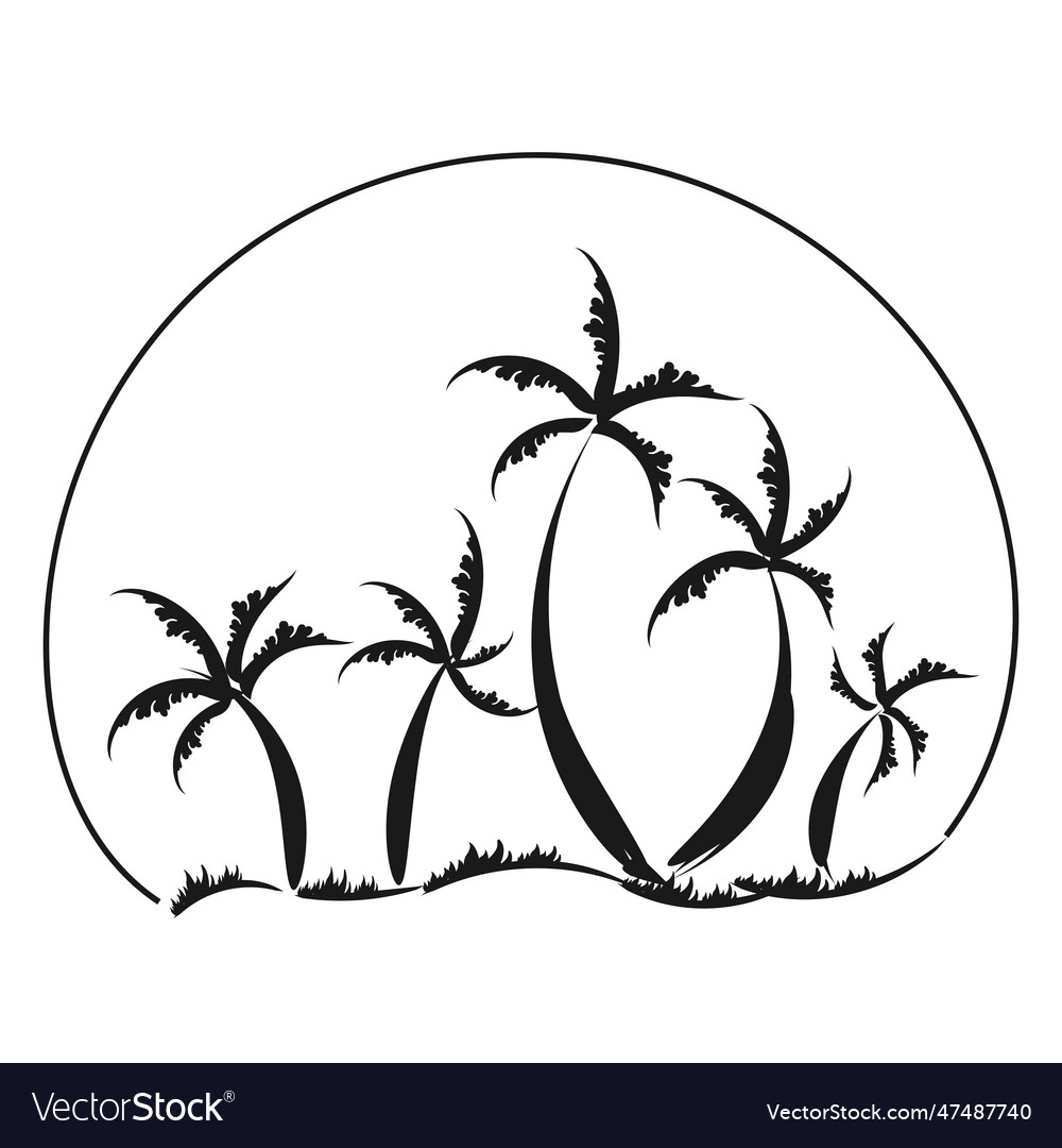 Palm tree line drawing for print vector image Palm tree line drawing for print