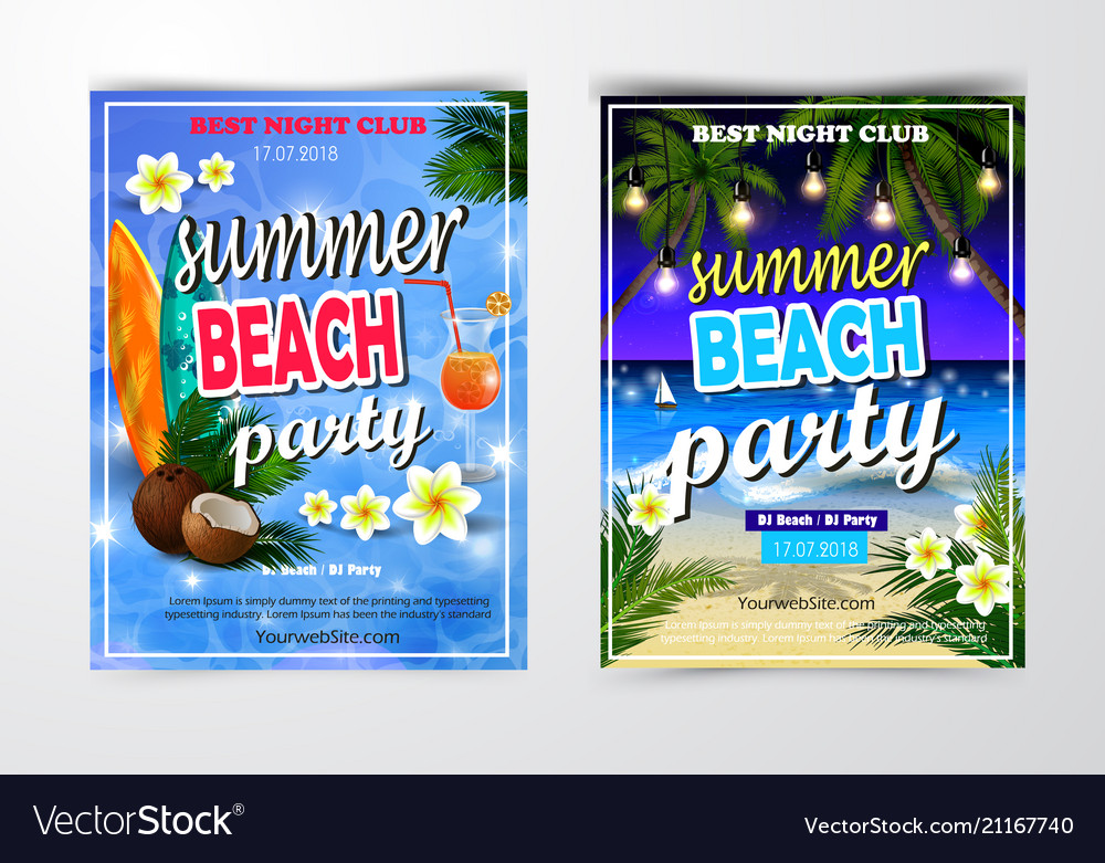 Poster for summer and beach party background Vector Image