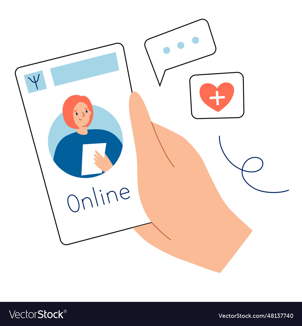 Psychological help app online consultation vector image Psychological help app online consultation