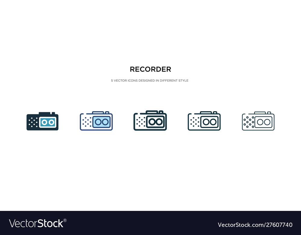 Recorder icon in different style two colored vector image Recorder icon in different style two colored