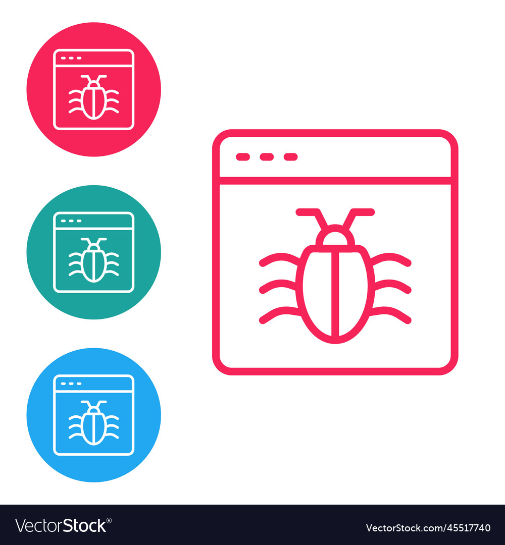 Red line system bug concept icon isolated on white vector image Red line system bug concept icon isolated on white
