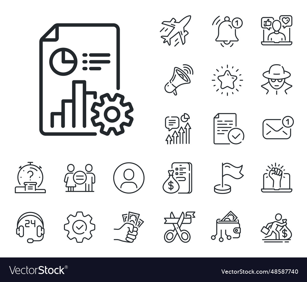 Report line icon column graph pie chart sign vector image Report line icon column graph pie chart sign