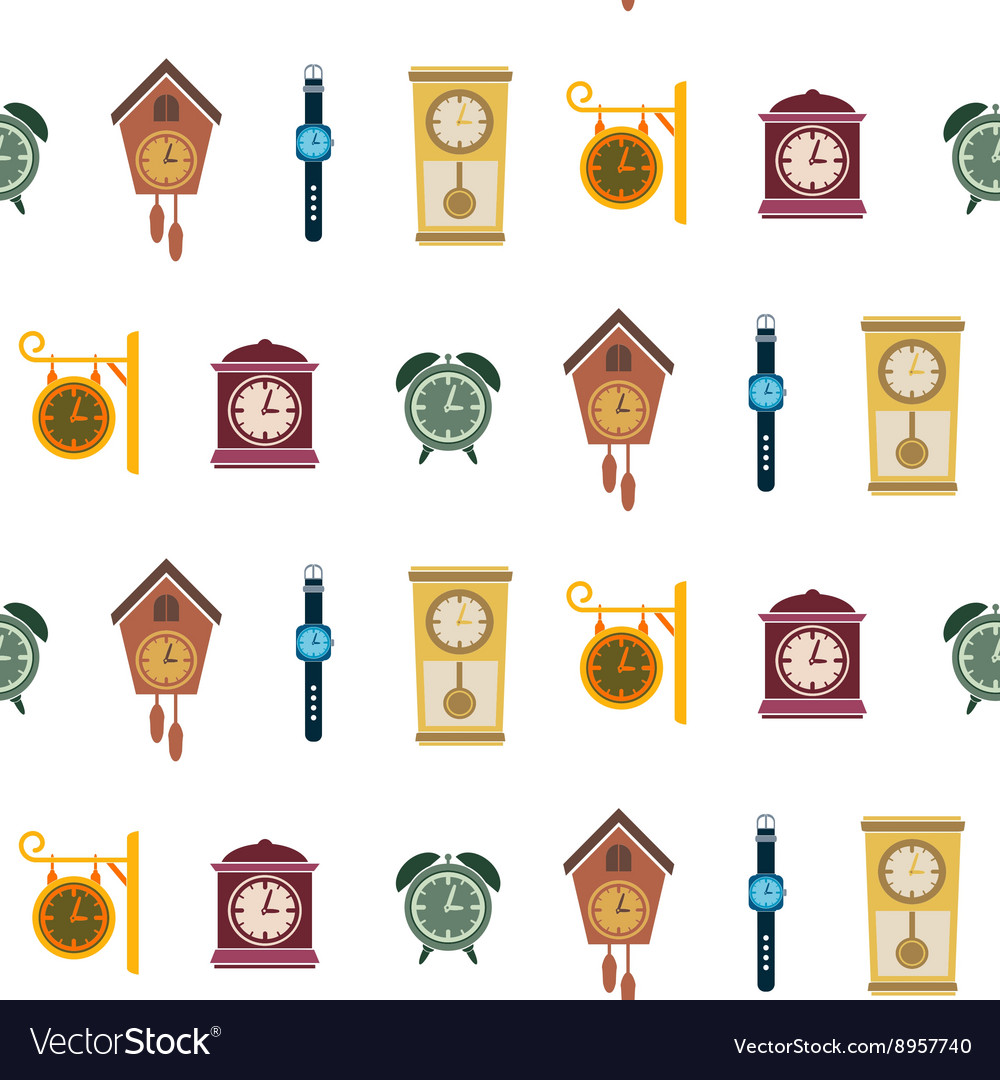 Seamless pattern with clock