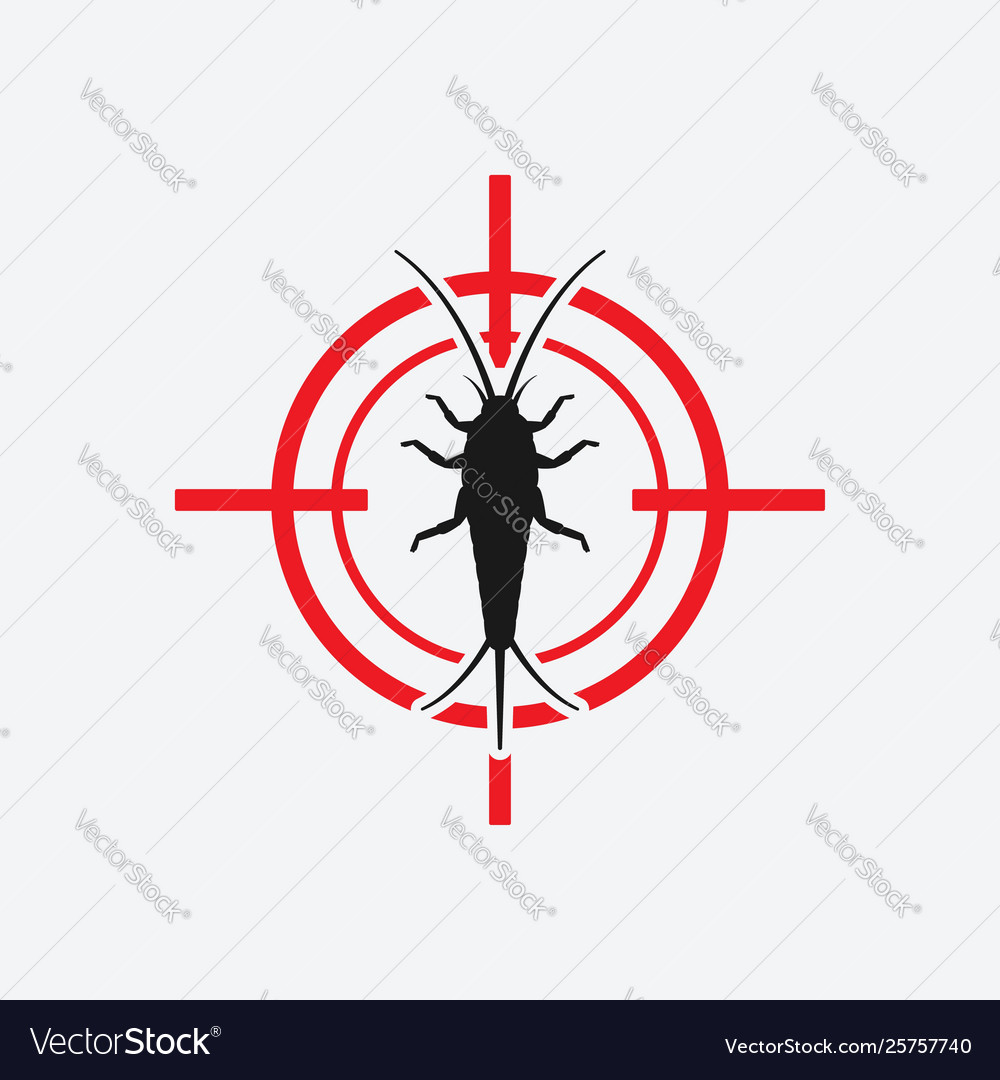 Silverfish Icon Red Target Insect Pest Control Vector Image