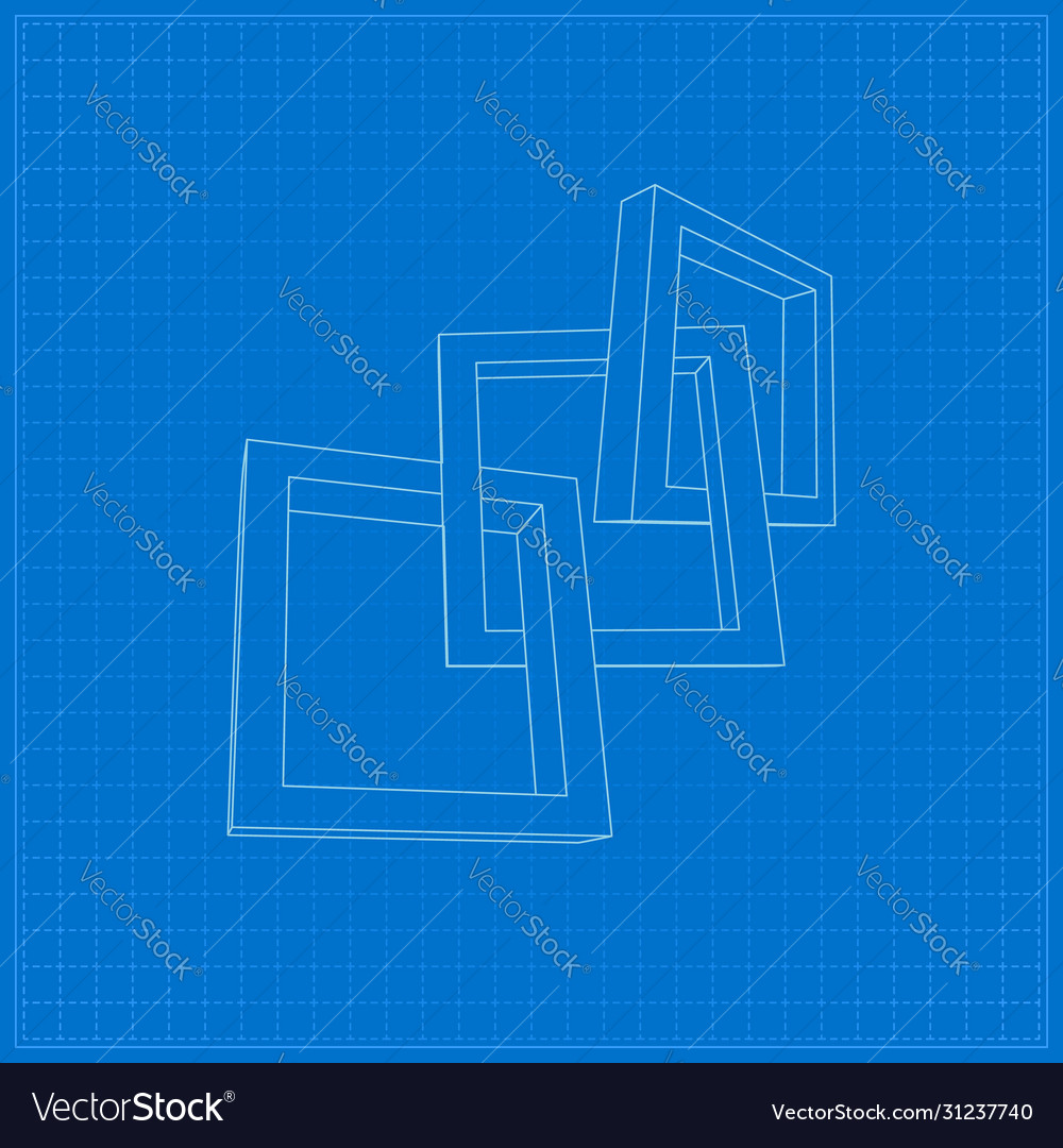 Three rectangular 3d frames blueprint vector image Three rectangular 3d frames blueprint