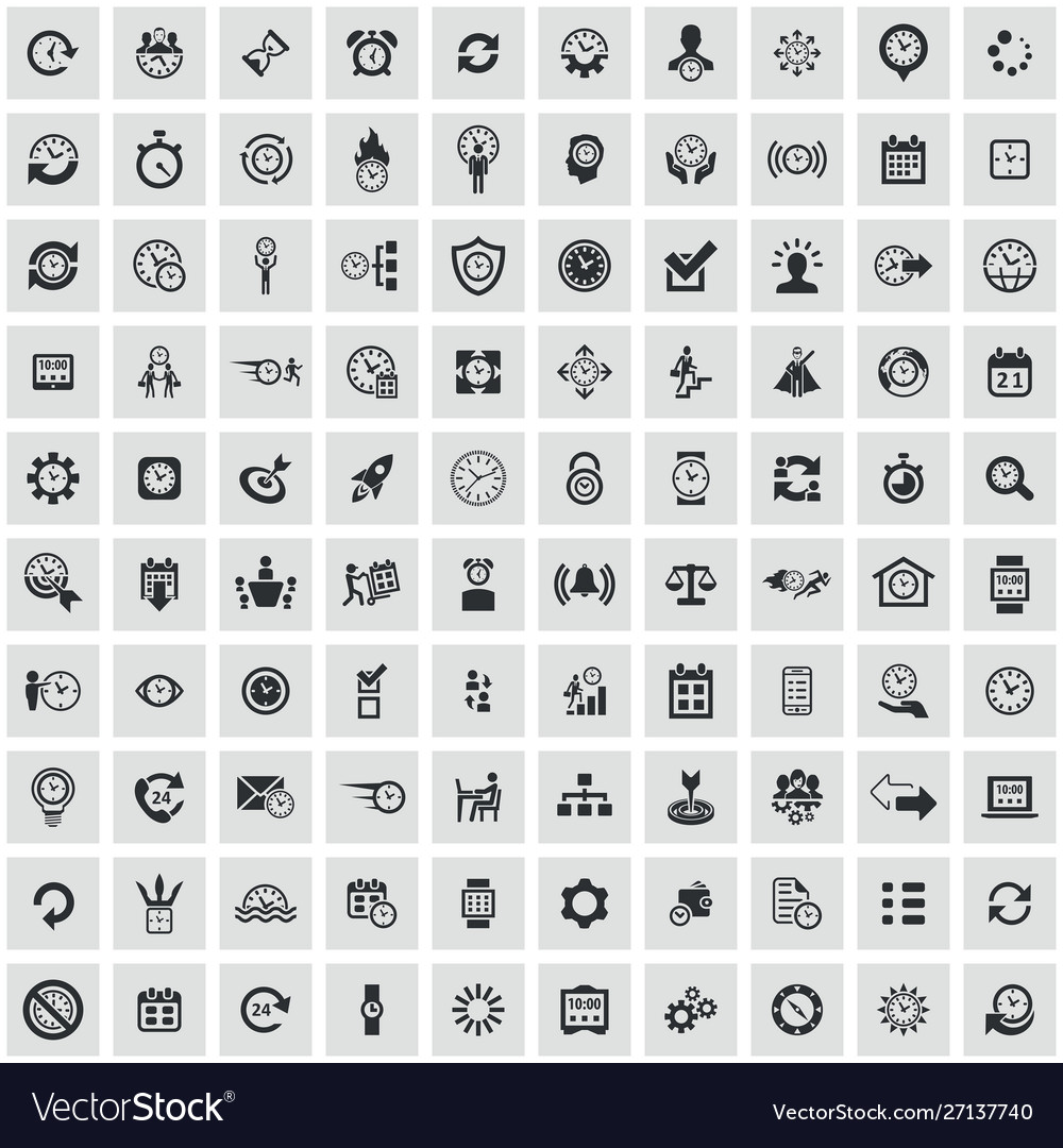 Time management 100 icons universal set for web