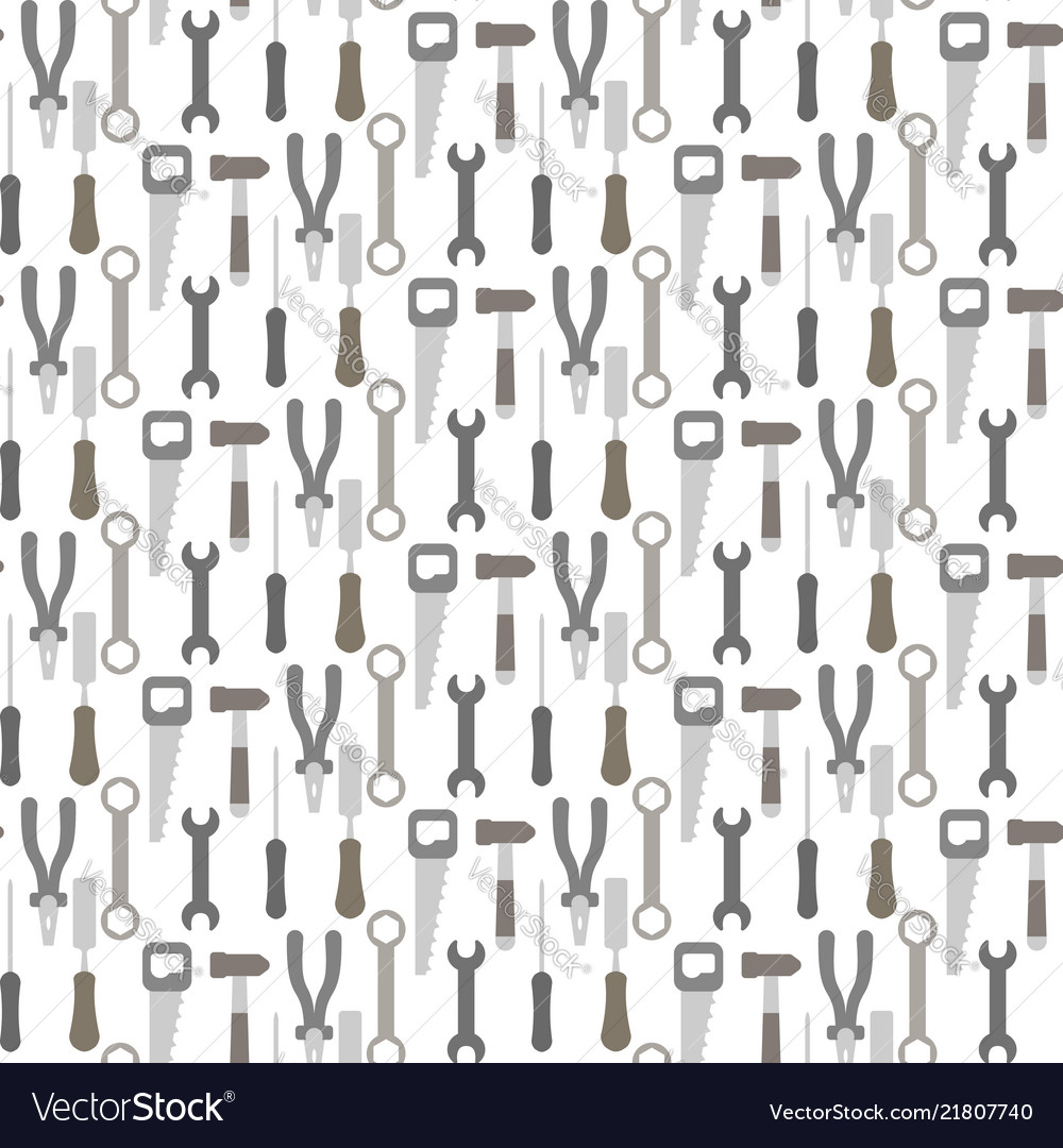 Tools seamless pattern in flat lay style