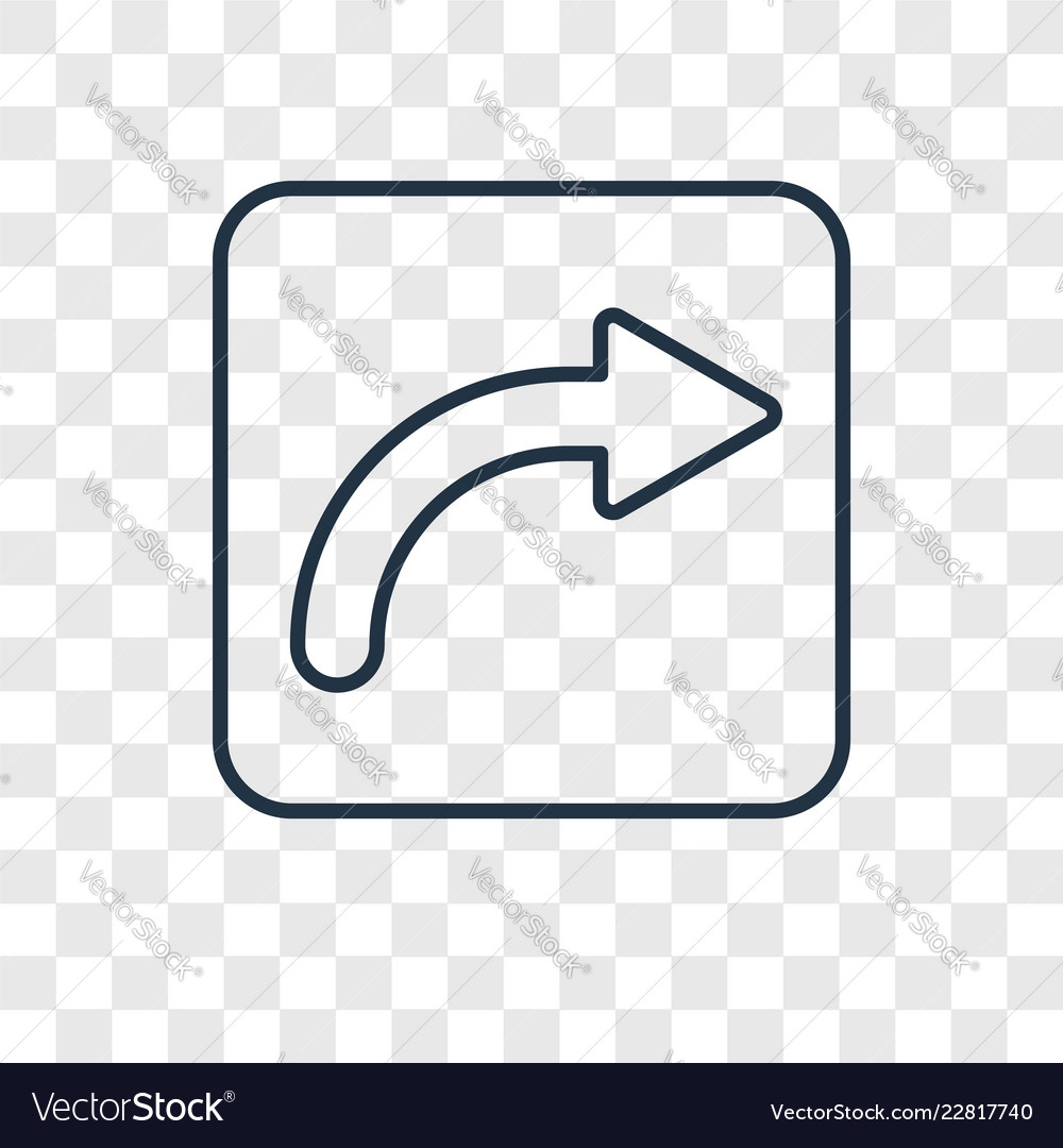 Turn right linear icon isolated on transparent