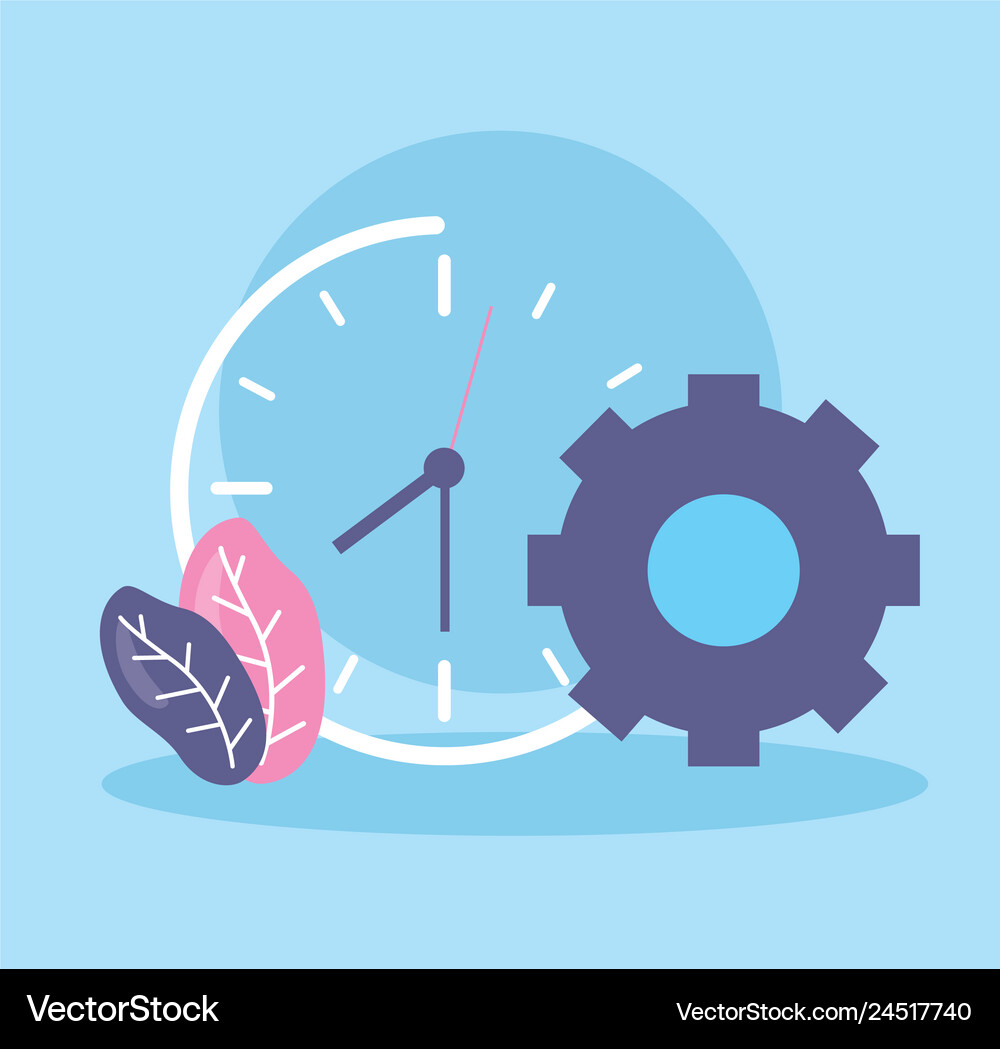 Work clock time gear Royalty Free Vector Image