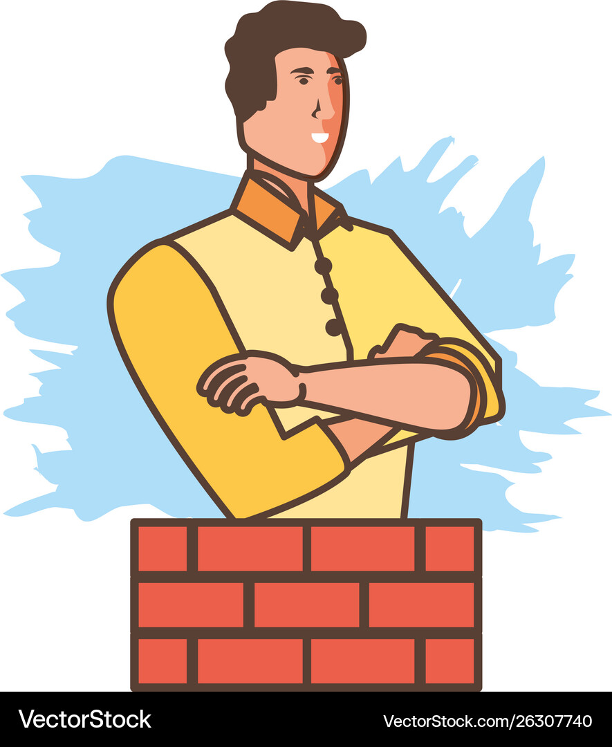 Worker construction man with bricks Royalty Free Vector