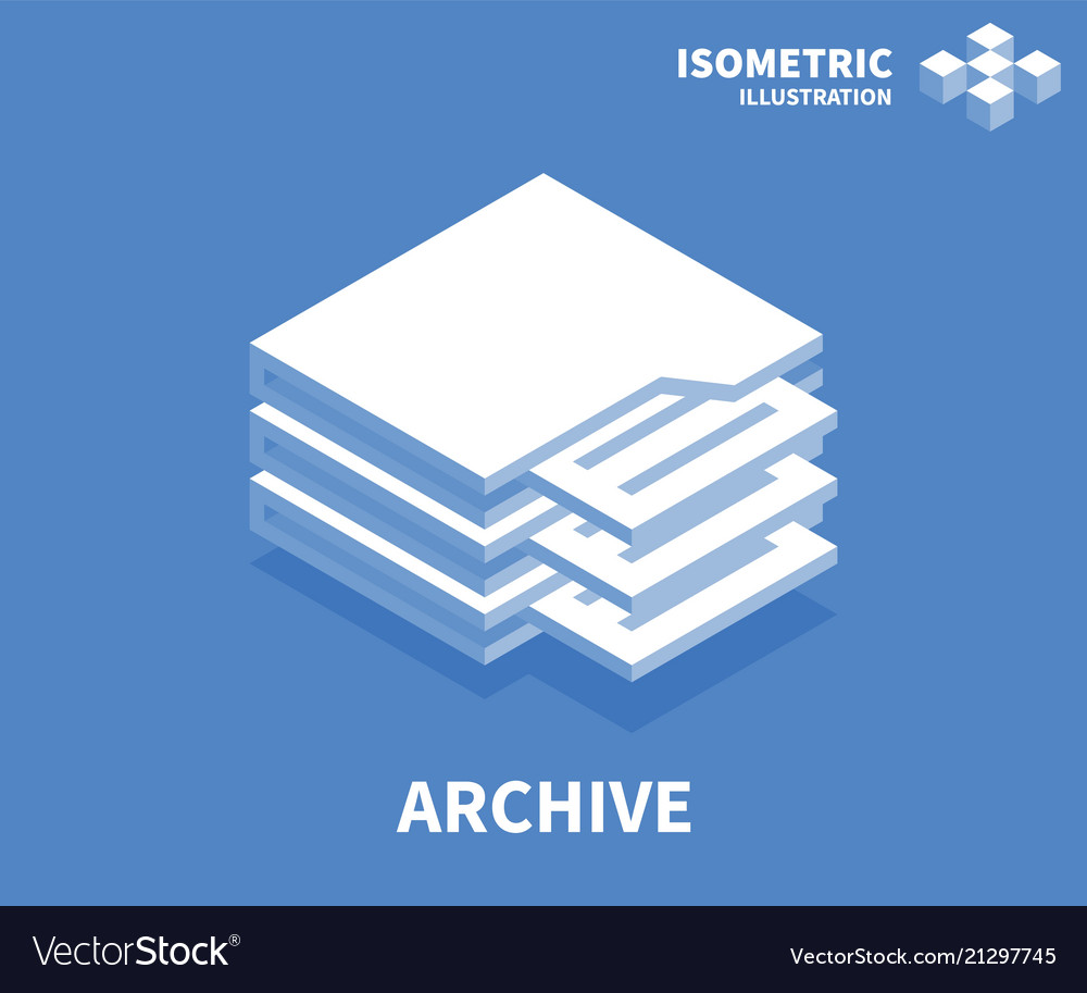 Archive icon isometric template for web design vector image Archive icon isometric template for web design