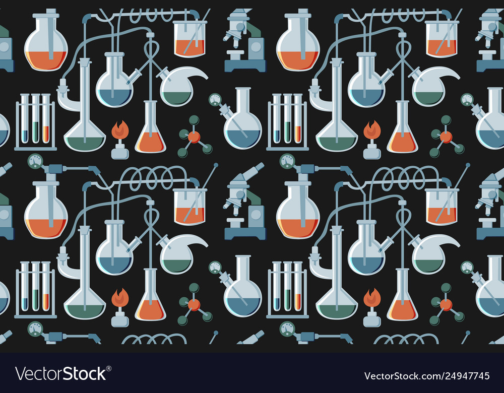 Cartoon hand drawn science seamless pattern