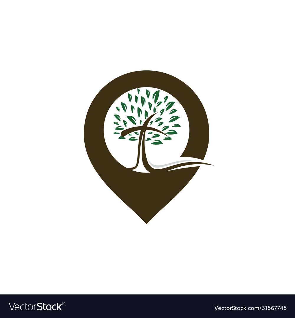 Church and map pointer logo design Vector Image Church and map pointer logo design