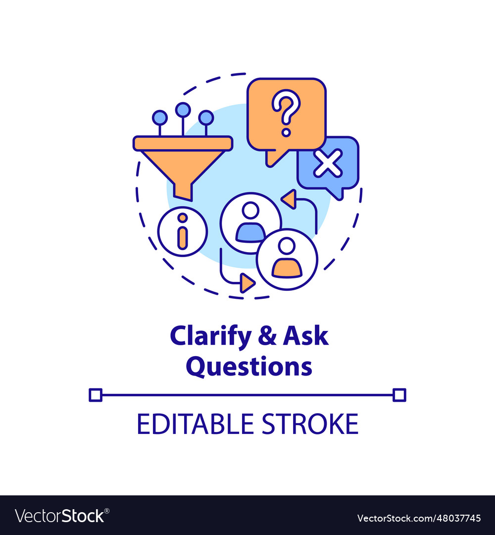 Clarify and ask questions multi color concept icon