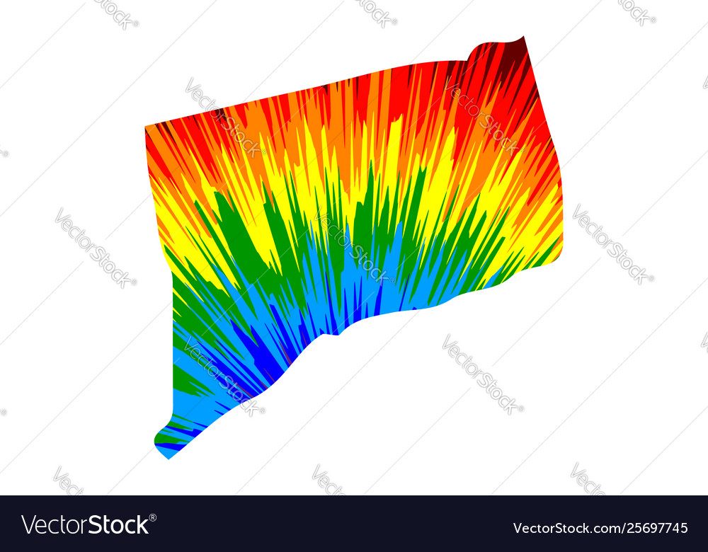 Connecticut - map is designed rainbow abstract