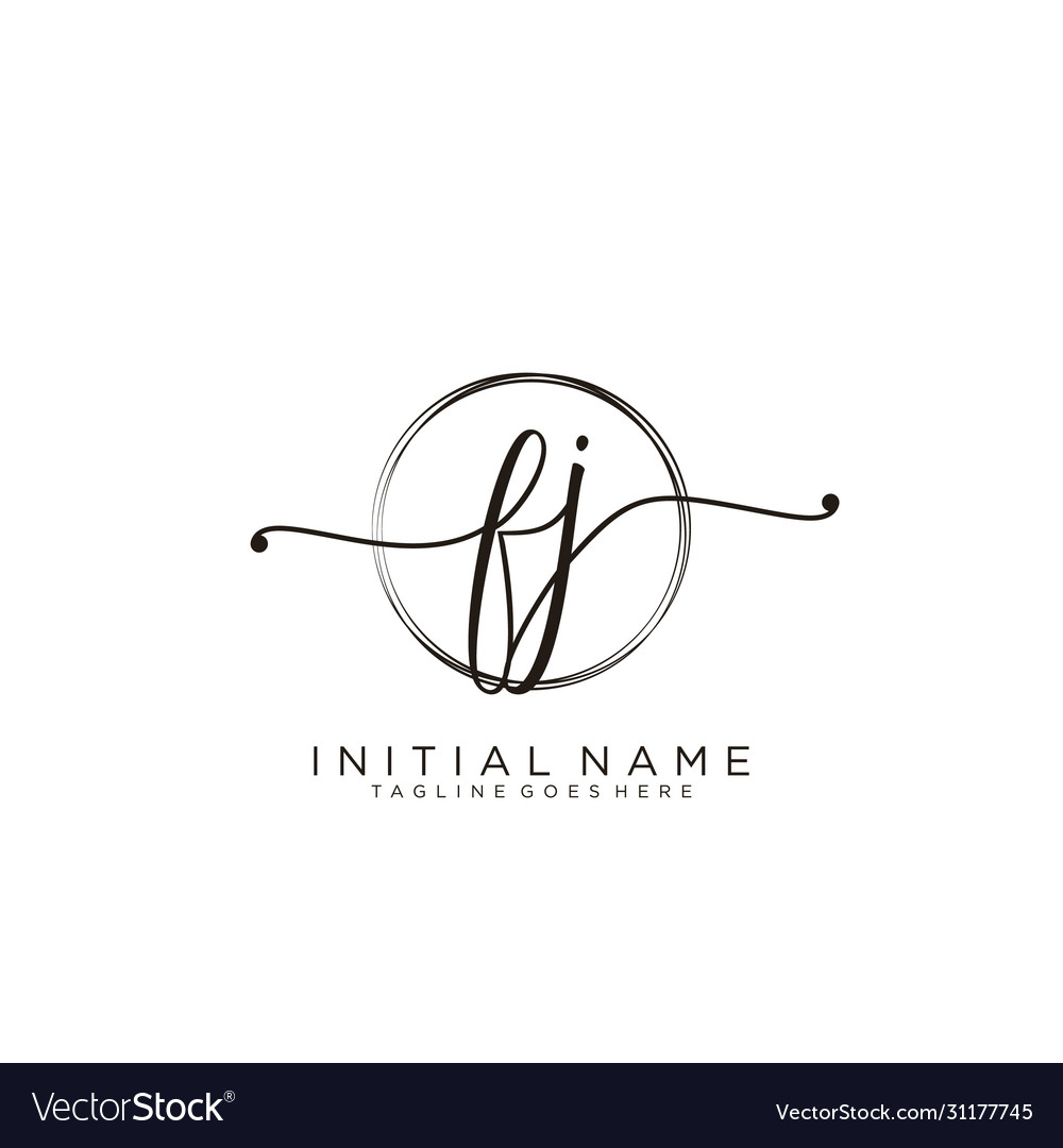 Fj initial handwriting logo with circle template Vector Image