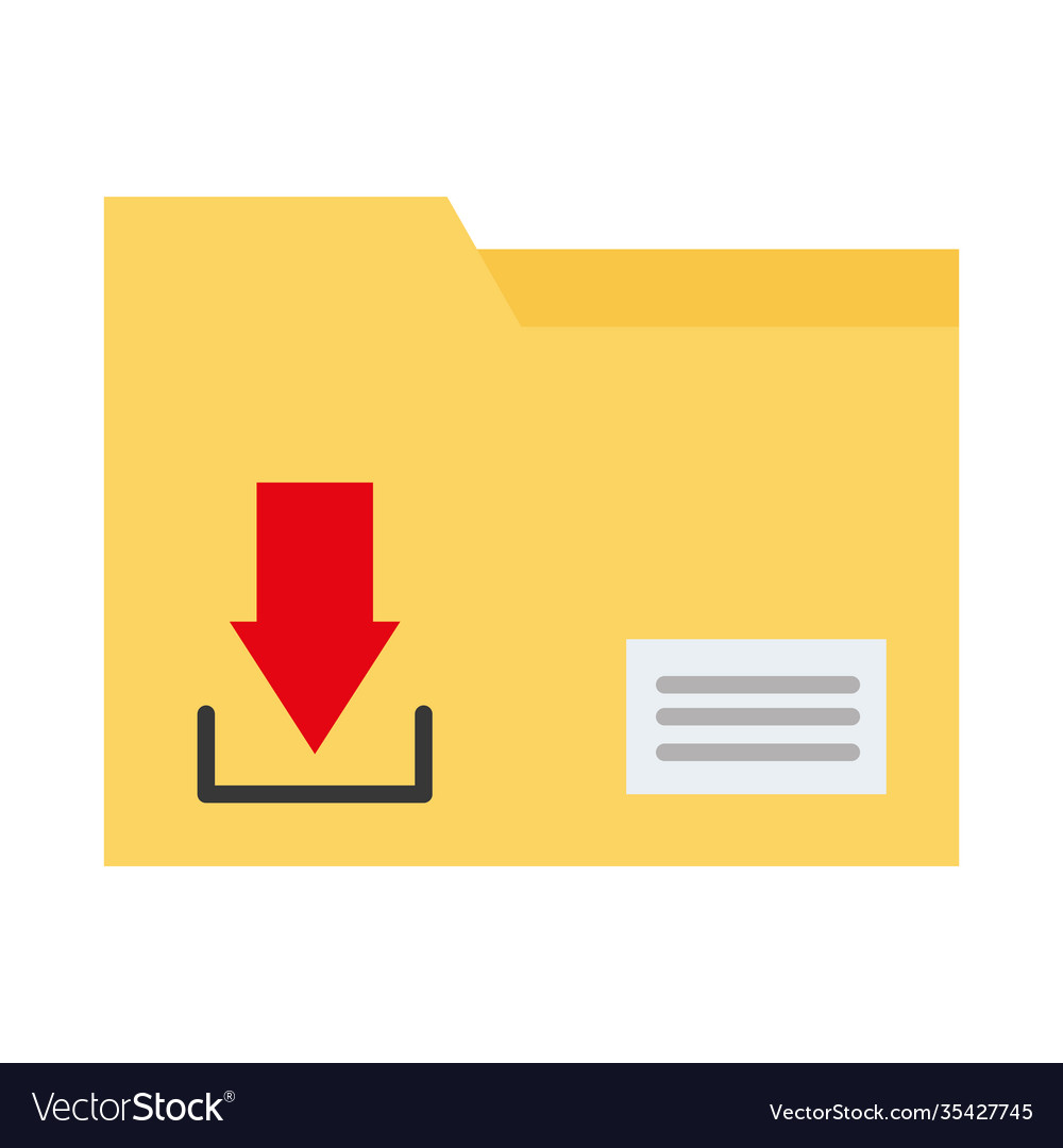 Folder data file with arrow down flat style icon